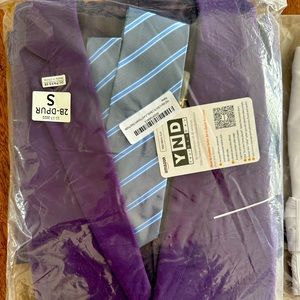 Men’s small PURPLE three piece suit with tie and white button down shirt